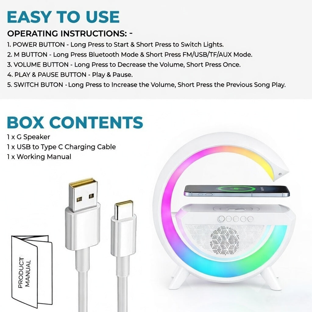 LED Speaker Wireless Charger