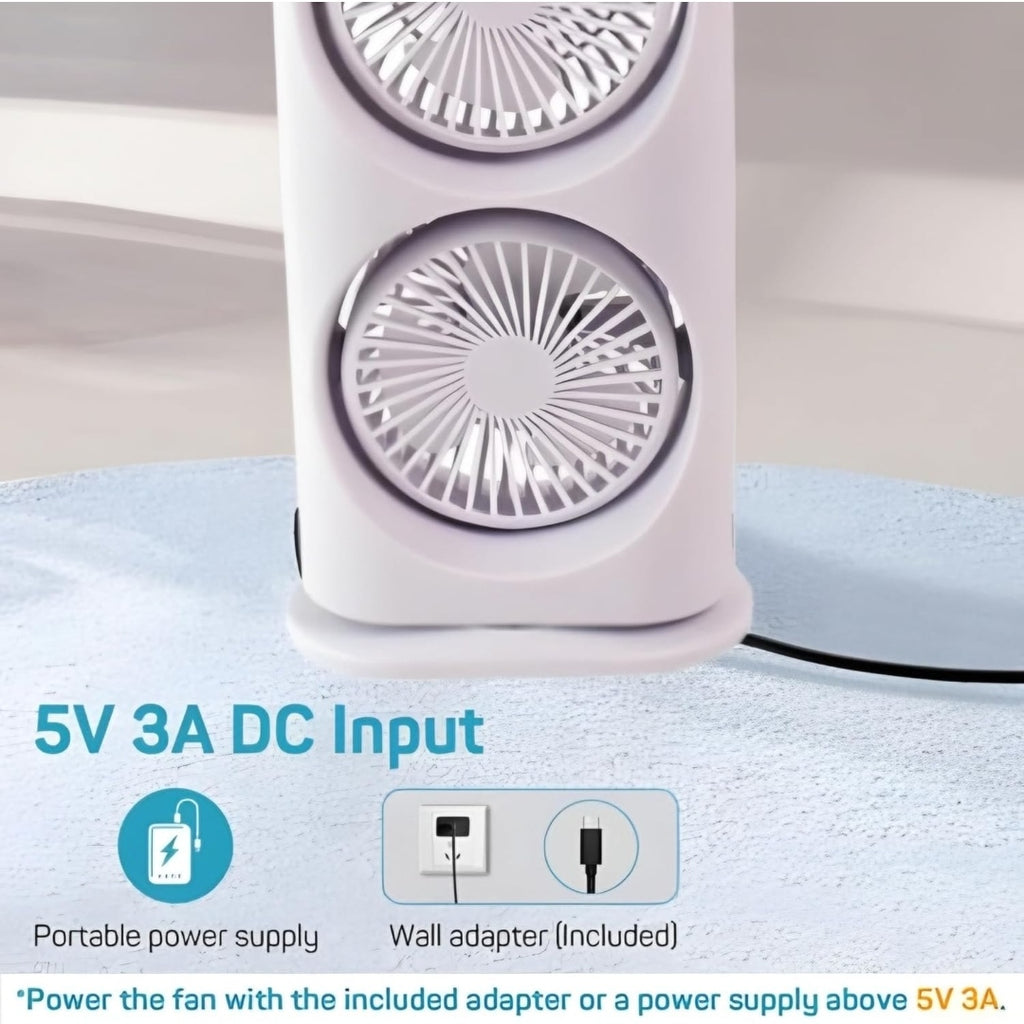 Ultra-Cooling Dual-Spray Desktop Fan