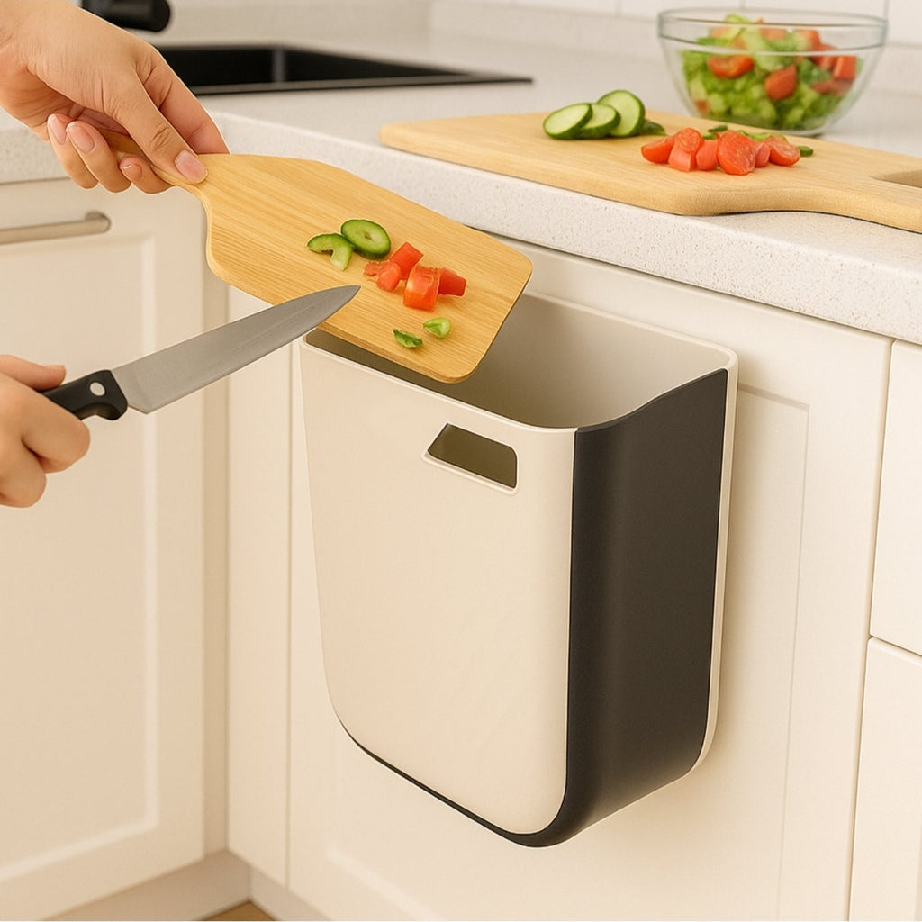 3-in-1 Foldable Hanging Trash Can for Kitchen Cabinet, Bathroom, Office & Car