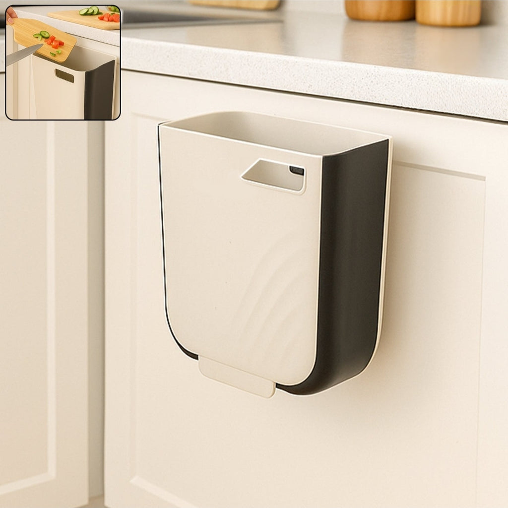 3-in-1 Foldable Hanging Trash Can for Kitchen Cabinet, Bathroom, Office & Car