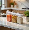 3-Piece Kitchen Storage Container Set – Transparent Airtight Jars with Sliding Lids | Stackable BPA-Free Unbreakable Pantry Organizers for Spices, Cereals & Grains (Pack of 3)