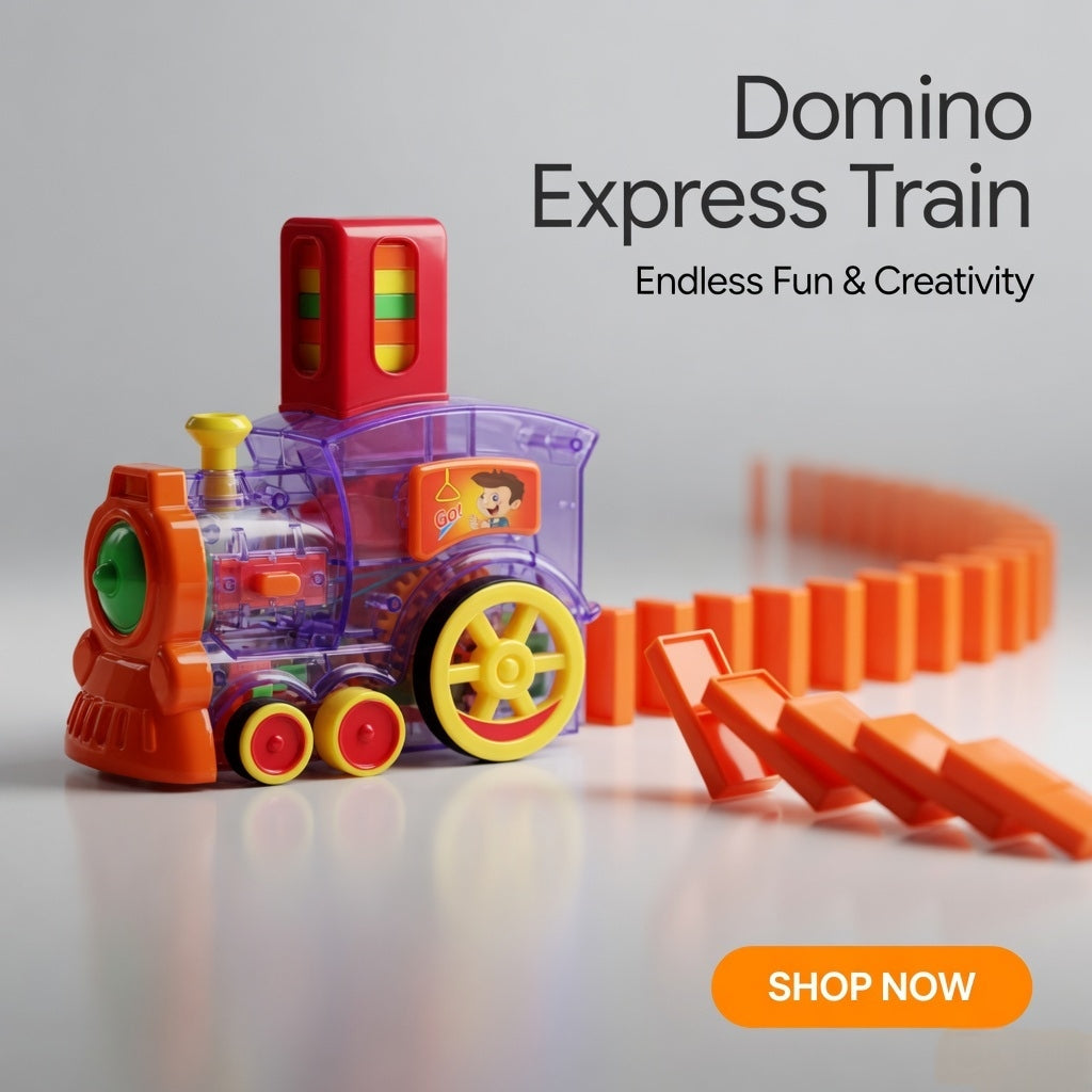 Domino Express Train – 60 pcs Colorful Block Kinetic Engineering Set (Age 3+)