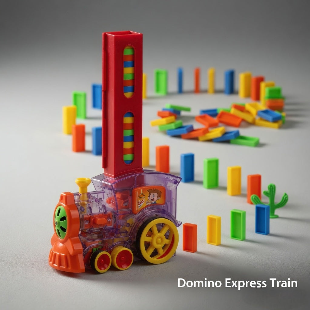 Domino Express Train – 60 pcs Colorful Block Kinetic Engineering Set (Age 3+)