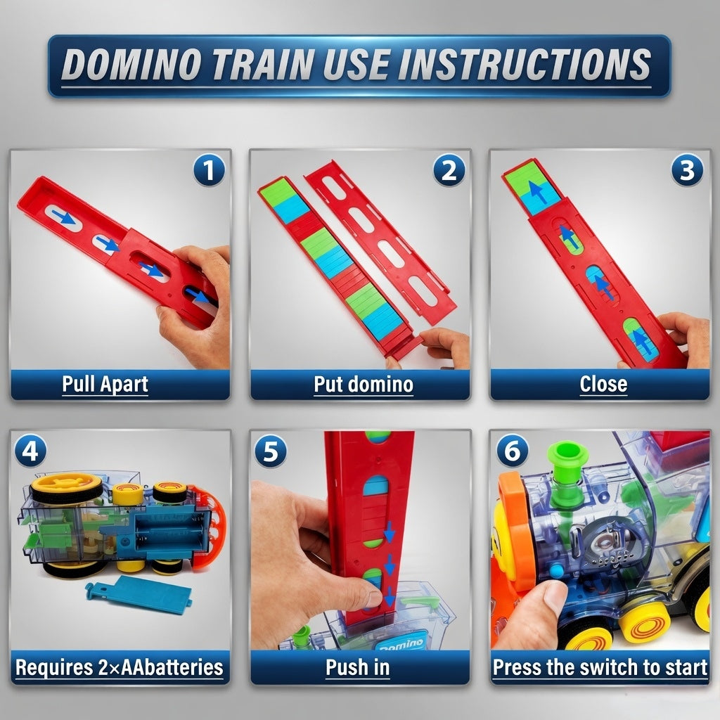 Domino Express Train – 60 pcs Colorful Block Kinetic Engineering Set (Age 3+)