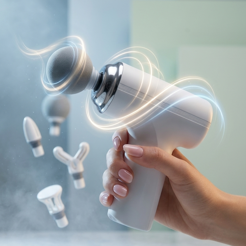 Electric Vibrating Massage Gun with Multiple Interchangeable Heads