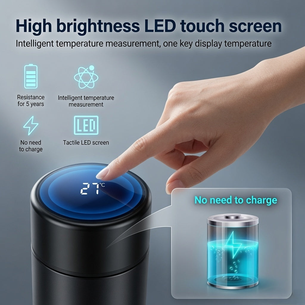 Smart Vacuum Insulated Water Bottle with Led Temperature Display 500ml