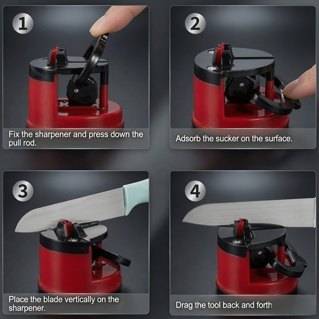 Hands-Free Knife Sharpener – Vacuum Suction Base & Fixed-Angle Grinding