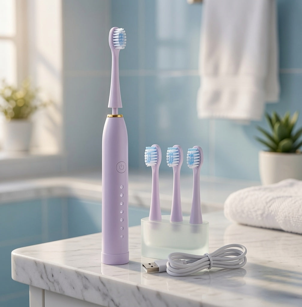 Rechargeable Electric Toothbrush White Color With 3 Extra Head