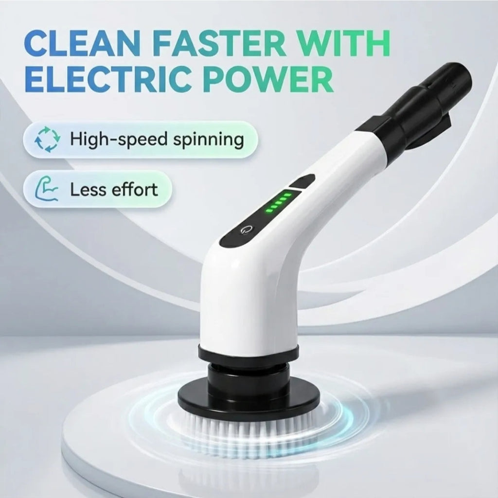 Electric Spin Scrubber Cleaning Brush Set with Extension Handle