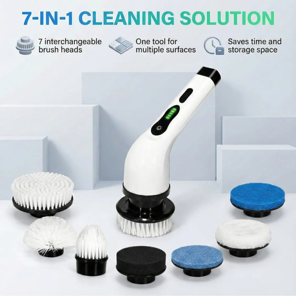 Electric Spin Scrubber Cleaning Brush Set with Extension Handle