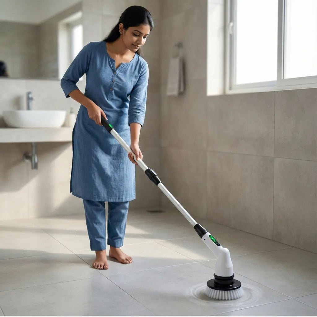 Electric Spin Scrubber Cleaning Brush Set with Extension Handle