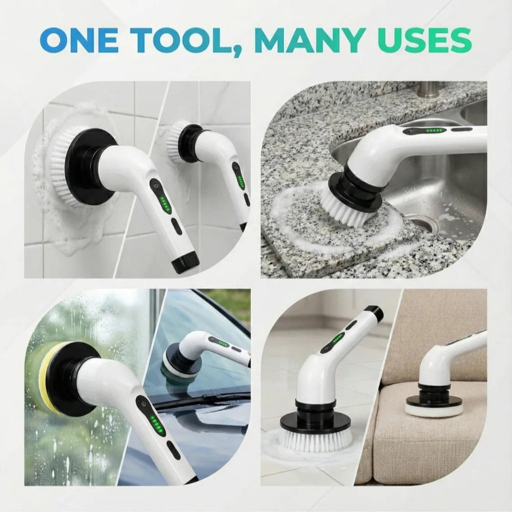 Electric Spin Scrubber Cleaning Brush Set with Extension Handle