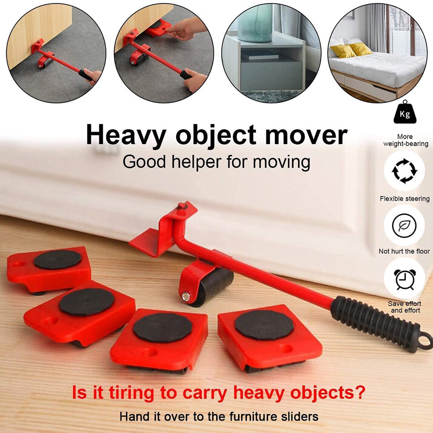 Heavy-Duty Furniture Lifter & Shifting Tool Set – 5-Piece set – Northark