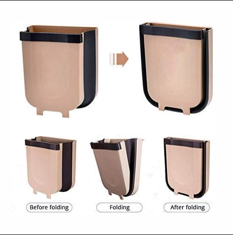 3-in-1 Foldable Hanging Trash Can for Kitchen Cabinet, Bathroom, Office & Car