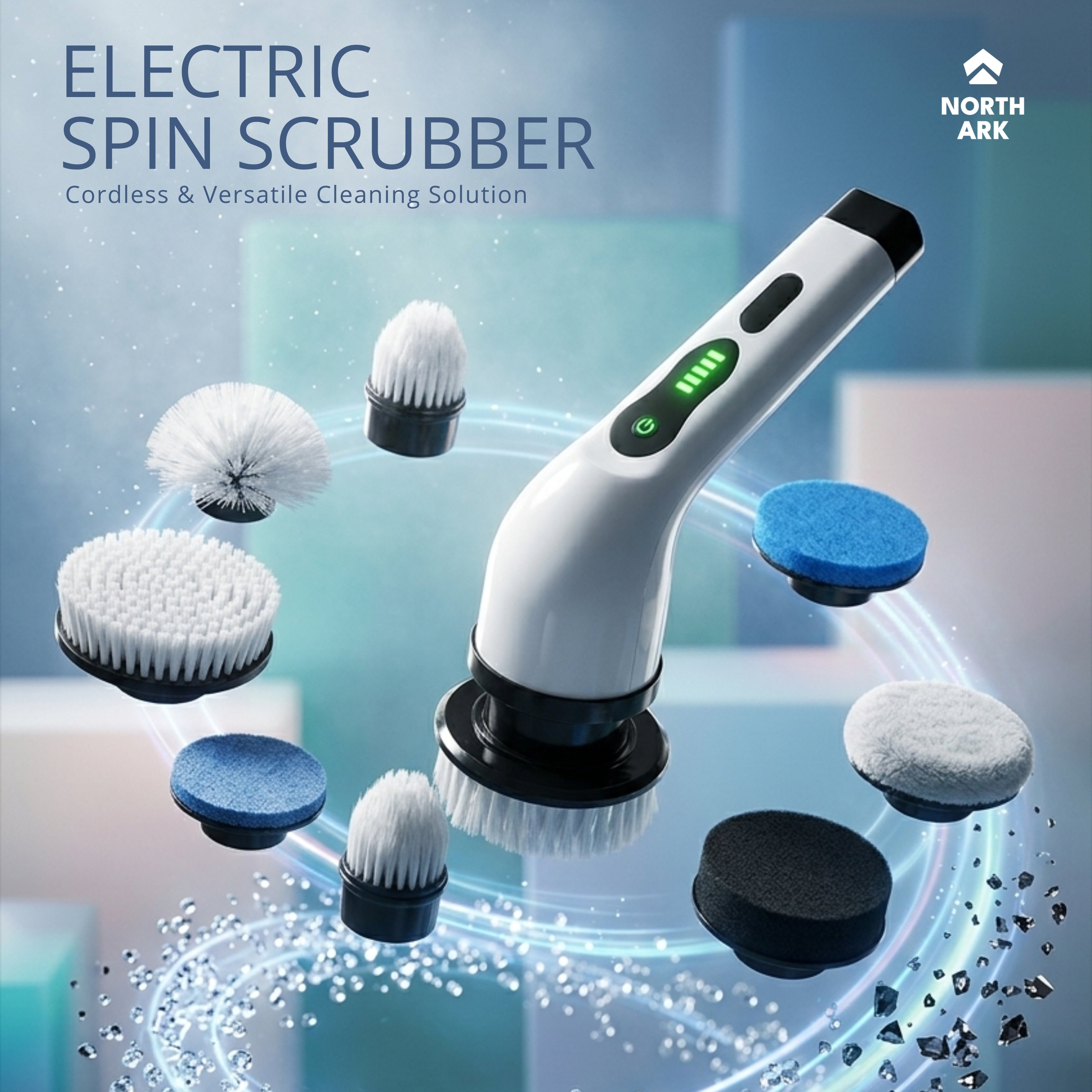 9-in-1 Electric Spin Scrubber | Cordless Power Cleaning Brush with Telescopic Handle & LCD Display for Bathroom, Kitchen, & Car